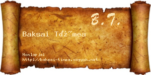 Baksai Tímea névjegykártya
